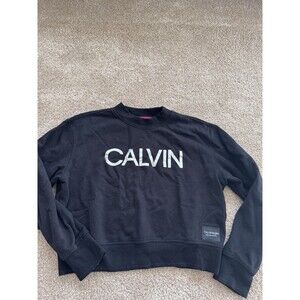 Calvin Klein Performance Sweatshirt Womens Large Black Pullover Cropped lounge